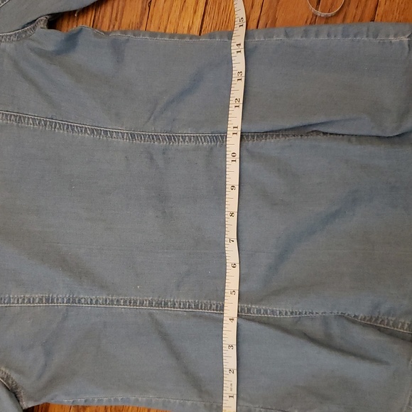 Roem Juniors blue long sleeved pearl buttons western style 2 front pockets, dart - Picture 11 of 11